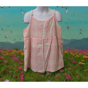 Old Navy Girls Pink Pastel Gingham Tank Top Size L 10-12 Spaghetti Straps Bow